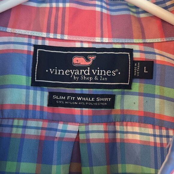 Vineyard Vines Men’s pastel plaid long sleeve slim fit whale shirt office large - Picture 5 of 9